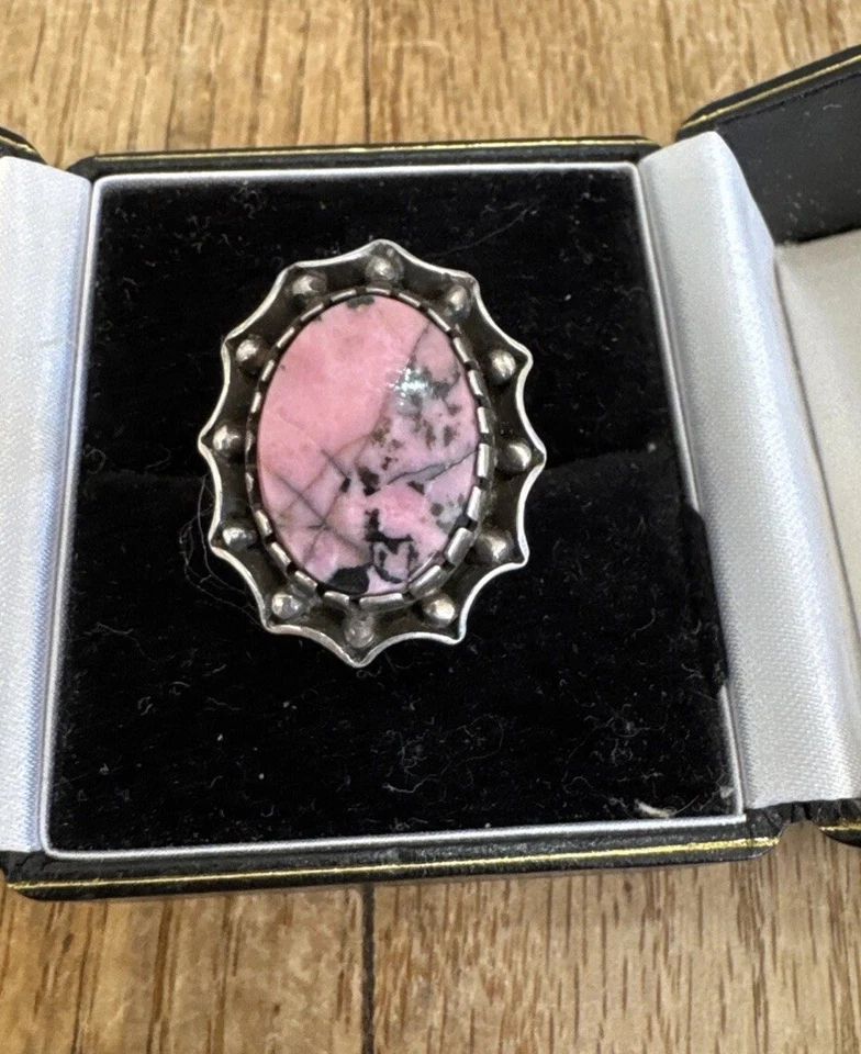 复古纯银戒指 罗敦石 尺寸 7 独特 — 第 4/4 张图片