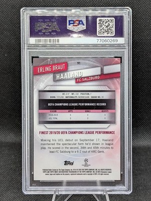 2019-20 Topps Finest UCL Erling Haaland Braut Card #91 PSA 9 MINT
