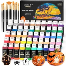 Shuttle Art Acrylic Paint, 50 Colors Acrylic Paint Set, 2oz/60ml Bottles, Rich