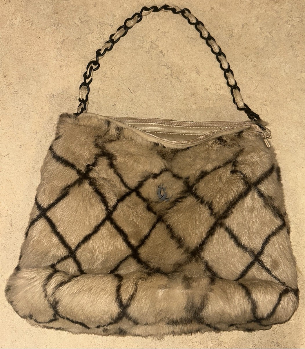 Chanel Lapin Coco Mark Fur Chain Shoulder Bag Hand Bag Beige NO