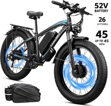 5000W Dual Motor Electric Bike 26" Fat Tire 52V Long Range 45MPH E-Bike US