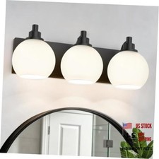 Bathroom Light Fixtures Matte Black Vanity Light, Modern 3-Light Black-White