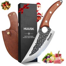 Huusk Chef Knives, Upgraded Viking Knife with Sheath Hand 7.09 Inches, Wooden 