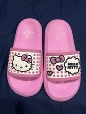 Hello Kitty Girls Pink Slide Sandals Bow Heart Logo Polka Dot Size 7