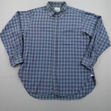 Vintage Thomas Pink Shirt Mens XL Blue Plaid Brushed Cotton Made In Ireland