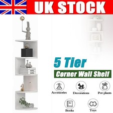 5-Tier Corner Shelves, Floating Corner Shelf, Wall Organizer Storage White