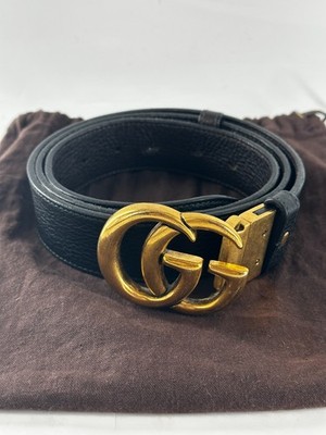 Gucci GG Marmont Belt Black Leather Gold Buckle 100/40 214351 CAO2T 474350