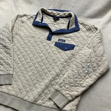 Patagonia Organic Cotton Quilted Snap-T Pullover Mens XL Beige Damaged