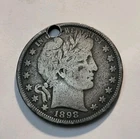 1898 Barber Silver Half Dollar (Holed)