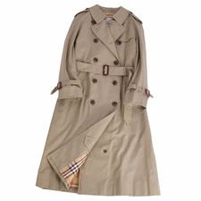 Vintage Burberry Burberrys Coat Trench 100% Cotton Outer Womens 7AB2 Used MOLO-0