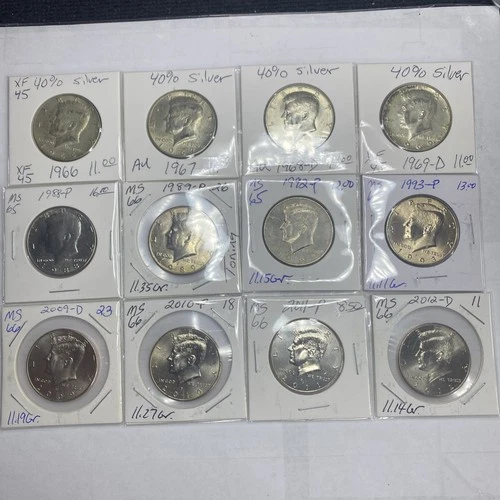 1966-1969-D Silver + 8 1988-P To 2012-D BU Kennedy Half Dollar Great Value 160+