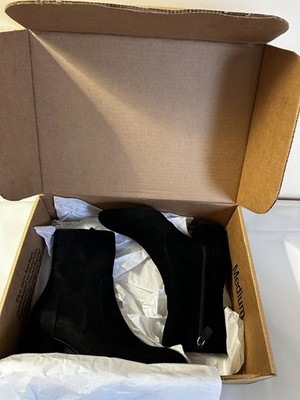 Stuart Weitzman Maeve Zip Block-Heel Suede Bootie, Women Black W Size 10.5