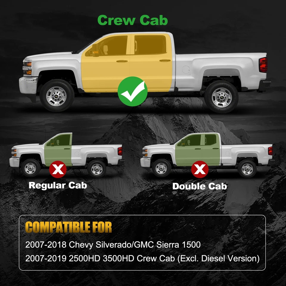 Vijay Running Boards For 07-19 Chevy Silverado/GMC Sierra 2500HD/3500HD Crew Cab Foto 4 de 4