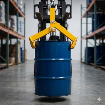 1100lbs Steel Drum Lifter 55 Gallon Vertical Barrel Clamp Tong Forklift Hoist