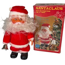 VTG Christmas Walking Jingle Bell Santa Claus Battery Operated Toy W/BOX