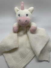 Modern Baby Knit Unicorn Security Blanket Cream  Pink