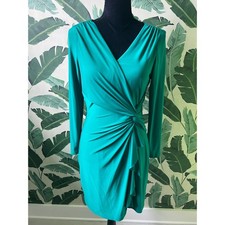 Lauren Ralph Lauren Faux Wrap Dress Long Sleeve Women Size 6 Green