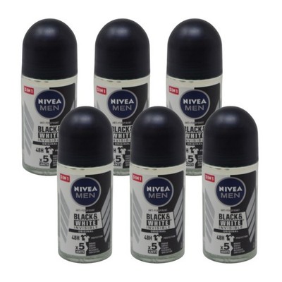 6 Pack NIVEA Men Invisible Deodorant Black & White Power 50ml