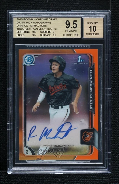 2015 Bowman Draft Orange Refractor 18/25 Ryan Mountcastle BGS 9.5 Auto 0ok8