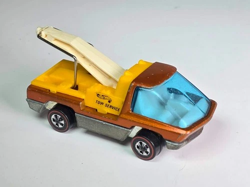 Hot Wheels Redline Tow Truck, Orange, loose w/White Interior, NICE