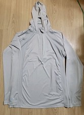 Habit Fishing Hoodie Solar Factor Long Sleeve Mens Small Gray Pullover 1/4 Zip