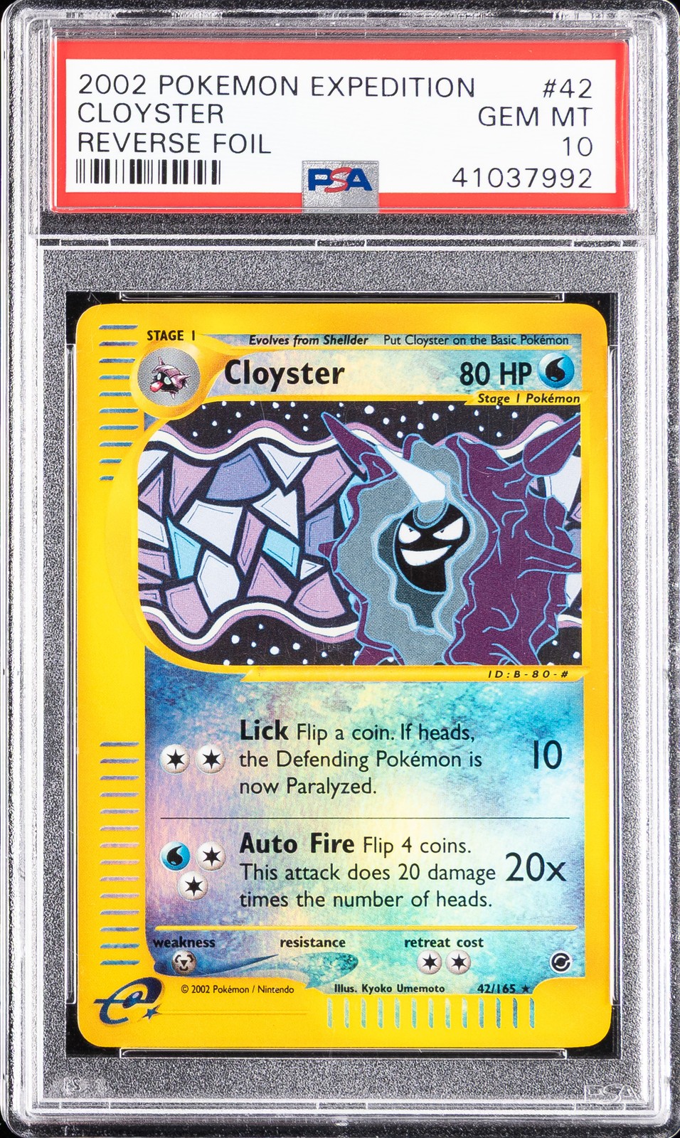 2002 POKEMON EXPEDITION #42 CLOYSTER-REVERSE FOIL PSA 10