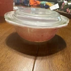 PYREX Mini Pink Daisy 0508B Milk Glass Casserole Dish w/ Lid 1956