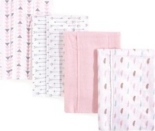 Luvable Friends Unisex Baby Cotton Flannel Burp One Size, Girl Feathers