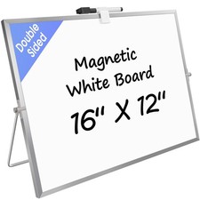 MaxGear Dry Erase Magnetic White Board, 16" x 12" 16"W x 12"H, Silver
