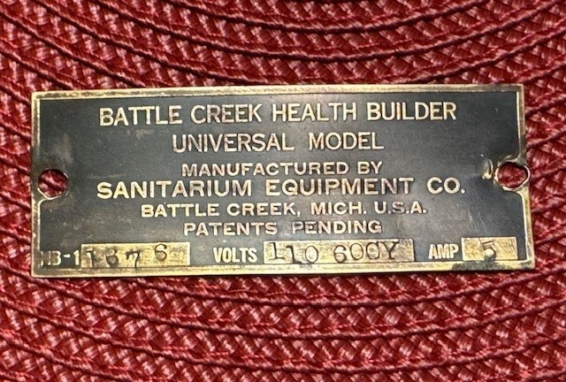 Vintage Sanitarium Equipment Co. Industrial Brass Tag Battle