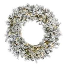 Vickerman 30" Kiana 3MM LED Artificial Christmas Wreath in Flocked White/Green