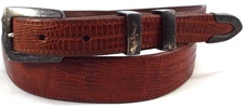 VTG Tejas Lizard Belt Sz40 w/Heartline Sterling Silver 4 Pc. Ranger Set 20+ Gram