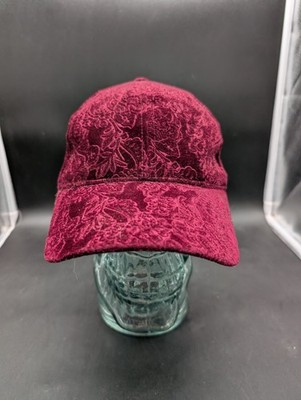 Gorgeous David & Young Velvet Velour Hat Embossed Floral Maroon Aggies Colors 