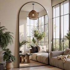 Floor Mirror, 76"x34" Oversized Full Length Mirror with Stand, Arched Full Bo...