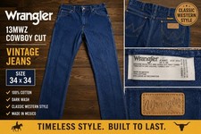 Vintage Wrangler 13MWZ Cowboy Cut Jeans USA Western Dark Wash 34x34