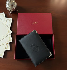 Cartier Must de Cartier Black Calfskin Leather 4CC Card Holder Wallet NIB