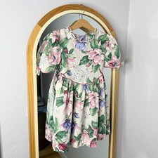 Rose Garden vintage 90s toddler pink floral spring Easter dress, size 4t 5t