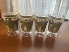 4 Jeanette HELLENIC Green Footed Old Fashion Glasses Grecian Wedgewood Cups