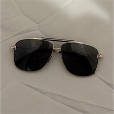 Tom Ford Gold Metal Frame Black Lens Square Men's Sunglasses