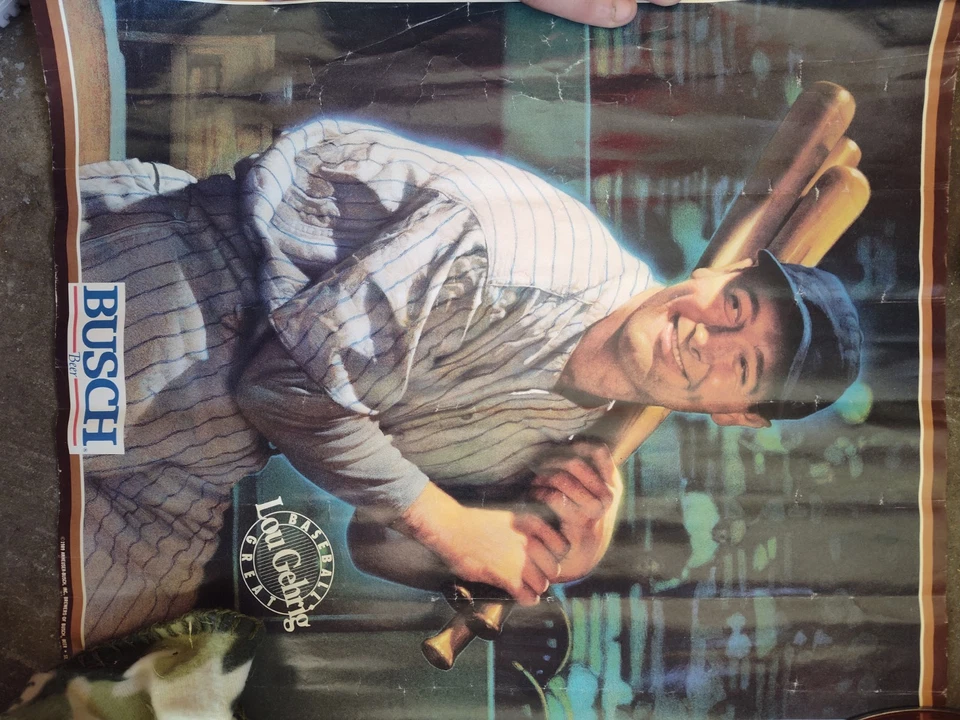 Vintage 1989 Busch Beer Lou Gehrig Baseball #20 New York Yankee Poster Lote De 10 - Imagem 2 de 4