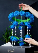 Handmade Floral Felt Crib Mobile with Arm Holder for Boys. Gender Reveal Gift