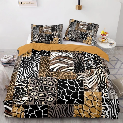 Wild Animal Doona Duvet Quilt Cover Set Leopard Print Tiger Girrafe Zebra Print - Picture 13 of 13