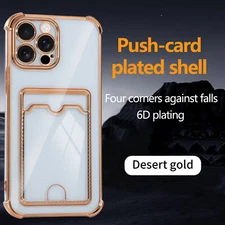 Shockproof Electroplated Card Holder Case for iPhone 16 Pro Max/16e/15/14/13/7