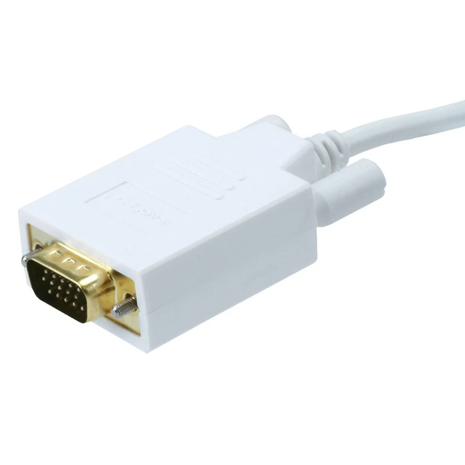 3FT DisplayPort PD to VGA Monitor Video Cable Shielded Gold Plated 28AWG White - Image 4 of 4