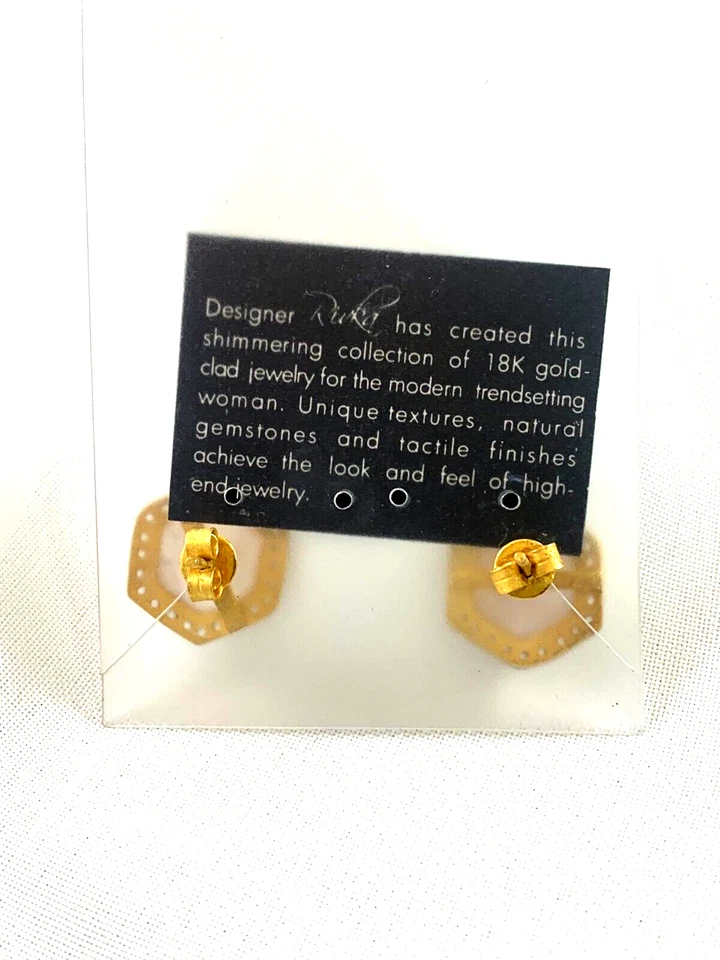 Aretes con halo de cuarzo rosa Rivka Friedman Foto 3 de 3