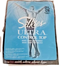 Silkies Control Top Pantyhose Jet Black size medium new in package