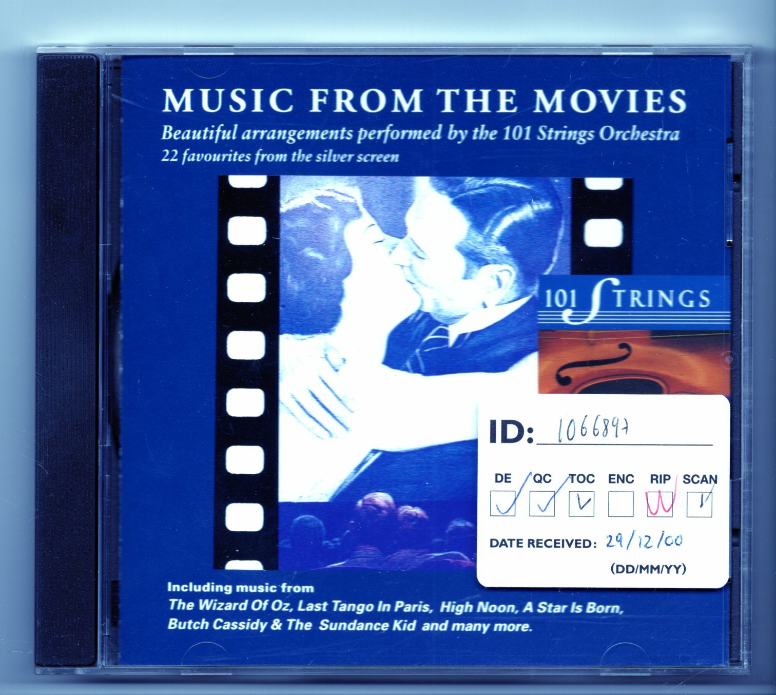 (JG543) 101 Strings Orchestra, Music From The Movies - 1993 CD