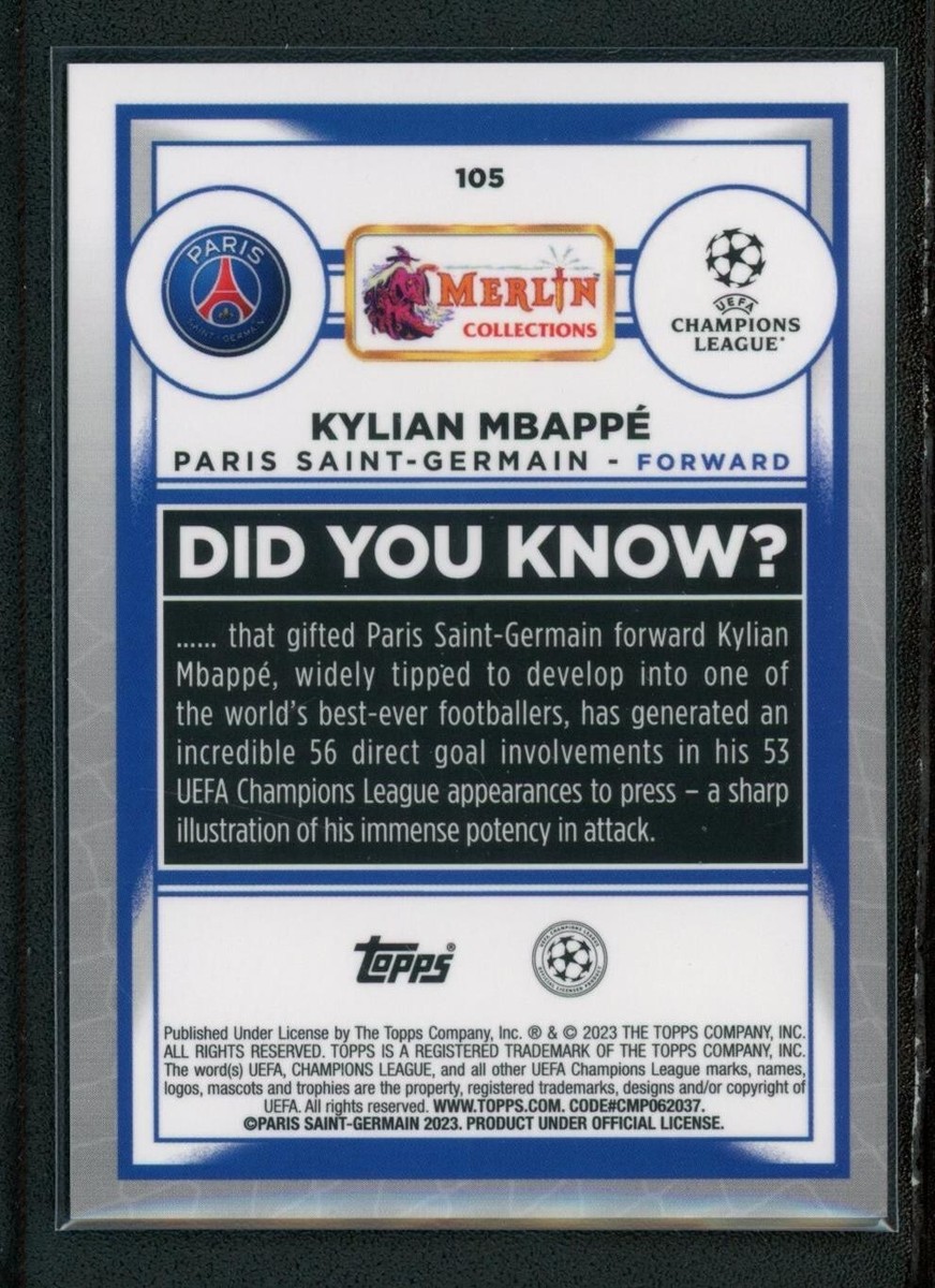 2023 KYLIAN MBAPPE 182/299 TOPPS MERLIN UEFA CHAMPIONS