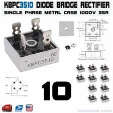 10pcs KBPC3510 Diode Bridge Rectifier Single Phase Metal Case 1000V 35A USA