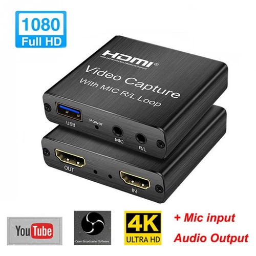 4K Audio Video Capture Karte mit HDMI Loop-Out 1080P 60FPS Live-Streaming USB3.0